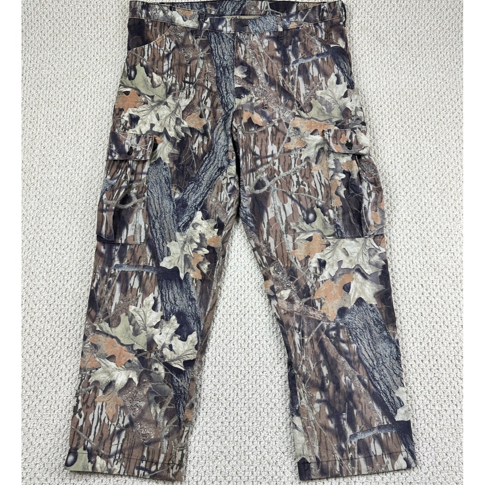 Wolf Mountain Cargo Pants Mens XL Mossy Oak Camo Nylon Face Hunting Made in USA